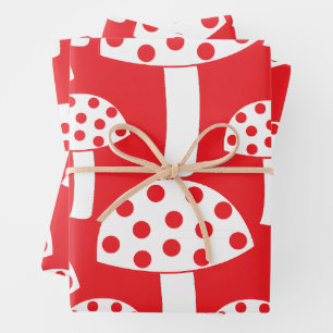 Cute Modern Red White Mushroom Pattern Wrapping Paper Sheet