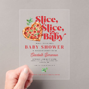 Cute Modern Red White Slice Slice Baby Shower Acrylic Invitations
