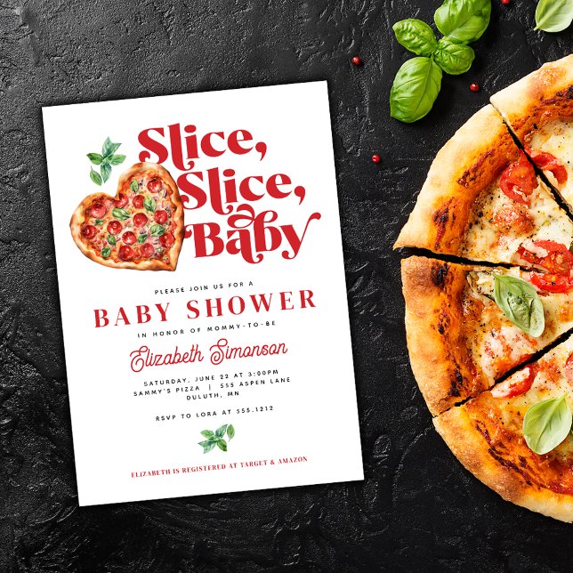 Cute Modern Red White Slice Slice Baby Shower Invitation (Creator Uploaded)
