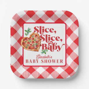 Cute Modern Red White Slice Slice Baby Shower Paper Plate