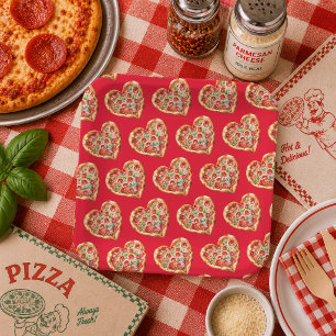 Cute Modern RedHeart Shaped Pizza Paper Plate