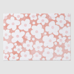 Cute Modern Retro Daisy Pink Terracotta Tissue Paper