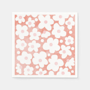 Cute Modern Retro Pink Daisy Floral Napkin