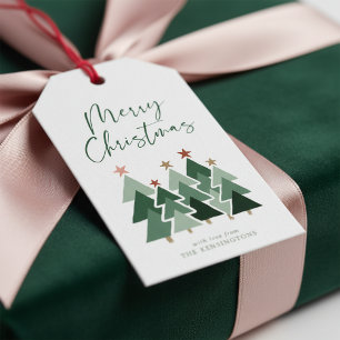 Cute Modern Rustic Christmas Trees Gift Tags