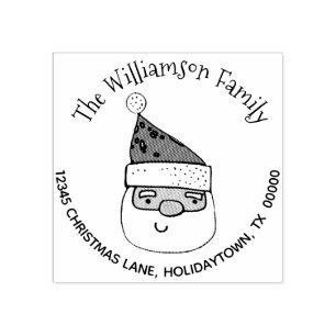 Cute Modern Santa Claus Return Address Christmas Rubber Stamp