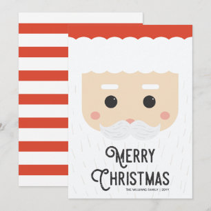 Cute Modern Santa Face Merry Christmas Holiday Card