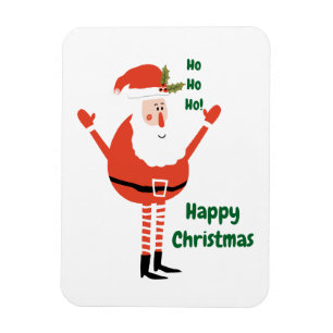 Cute Modern Santa Wishes You a Happy Christmas Magnet