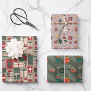 Cute Modern Scandi bauble Pattern Christmas Wrapping Paper Sheet