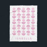 Cute Modern Scandinavian Art Pattern in Pink, Name Fleece Blanket<br><div class="desc">This cute Scandinavian style graphic design pattern features fun shapes in pretty shades of pink and violet,  personalised with name or wording of your choosing.</div>