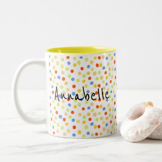 Cute Modern Script Polka Dot Two-Tone Coffee Mug
