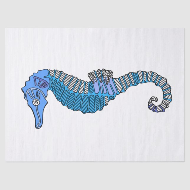 Cute Modern Seahorse Drawing Nautical Nursery DIY  Tissue Paper (Front)