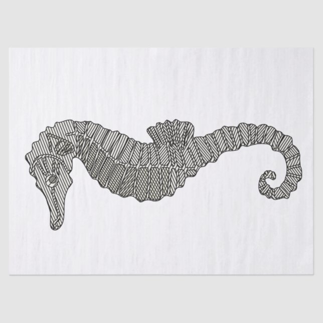 Cute Modern Seahorse Drawing Nautical Nursery DIY Tissue Paper (Front)