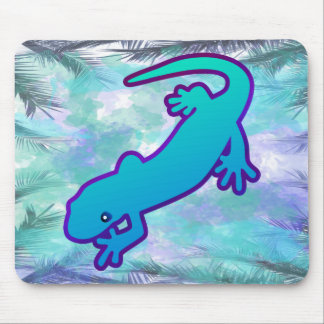 Cute modern simple blue green lizard mouse mat