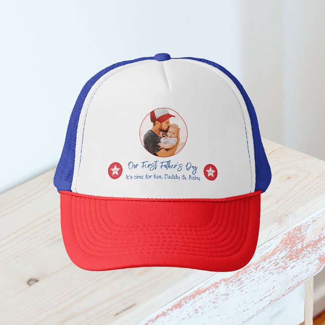 Cute Modern Simple Daddy Baby First Fathers Day Trucker Hat (Creator Uploaded)