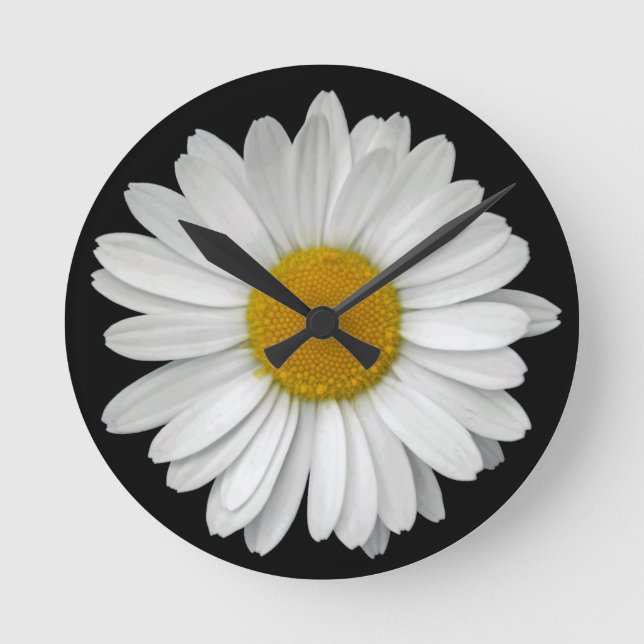 Cute Modern Simple Daisy Flower  Round Clock (Front)