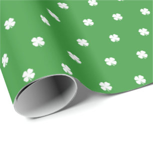 Cute Modern Simple Green Lucky Clovers Wrapping Paper