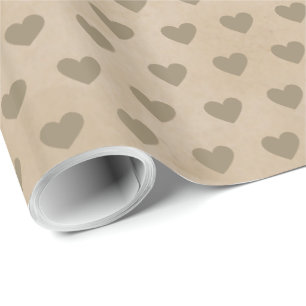 Cute Modern Simple Valentine Beige Hearts Kraft  Wrapping Paper