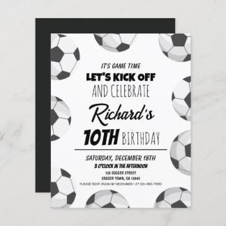Cute Modern Soccer Budget Birthday Invitation