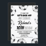 Cute Modern Soccer Sports Kids Birthday Invitation<br><div class="desc">Celebrate your kid's birthday with the adorable Cute Modern Soccer Sports Kids Birthday Invitation. This playful and trendy invitation showcases a soccer theme, with soccer balls and energetic illustrations. The cute and modern fonts and typography add a whimsical touch, while the organised layout provides all the essential details. It's the...</div>