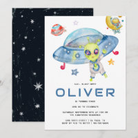 Cute Modern Space Alien UFO Birthday Party
