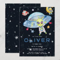 Cute Modern Space Alien UFO Birthday Party