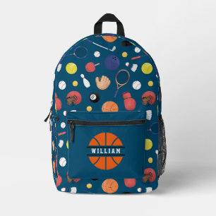 Cute Modern Sports Champion Personalised Kids Blue Printed Backpack