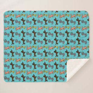 Cute Modern Stylish Dogs Blue Sherpa Blanket