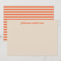 Cute Modern Summer Orange Striped Personalised