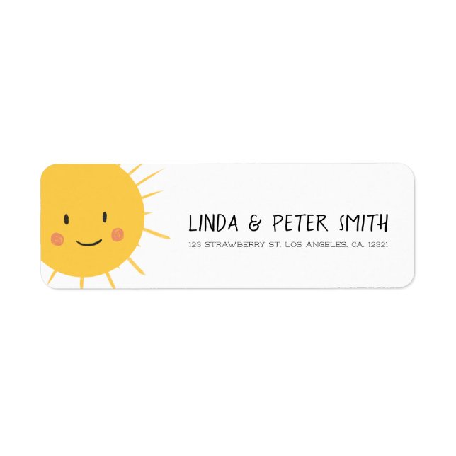 Cute Modern Sun Smiling Return Address (Front)