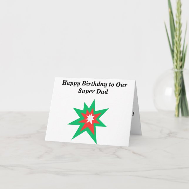 Cute Modern Superhero Happy Birthday Card for Dad (Front)