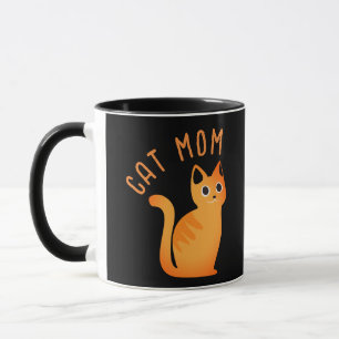 Cute Modern Tabby Cat Mum Black Orange Cartoon Mug