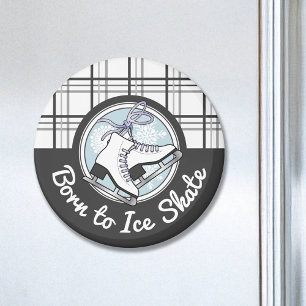 Cute Modern Tartan Ice Skating Magnet