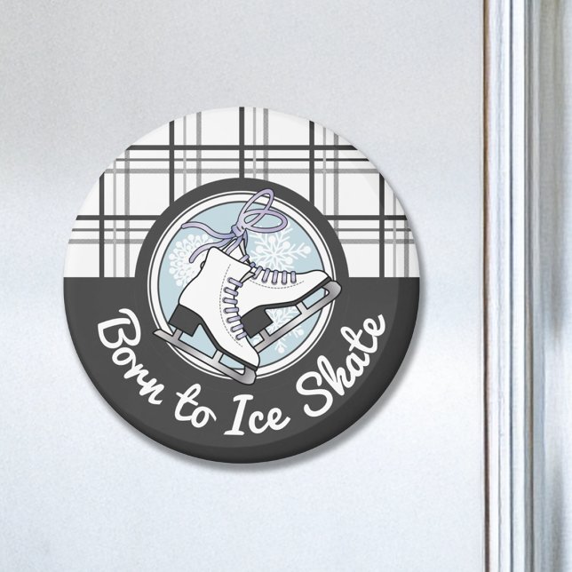 Cute Modern Tartan Ice Skating Magnet (Creator Uploaded)