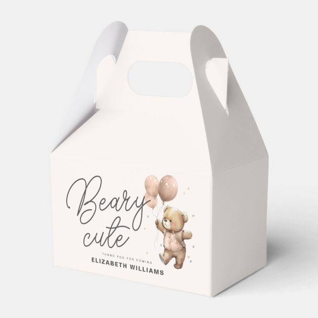 Cute Modern Teddy Beary Sweet Baby Shower Party Favour Box (Front Side)