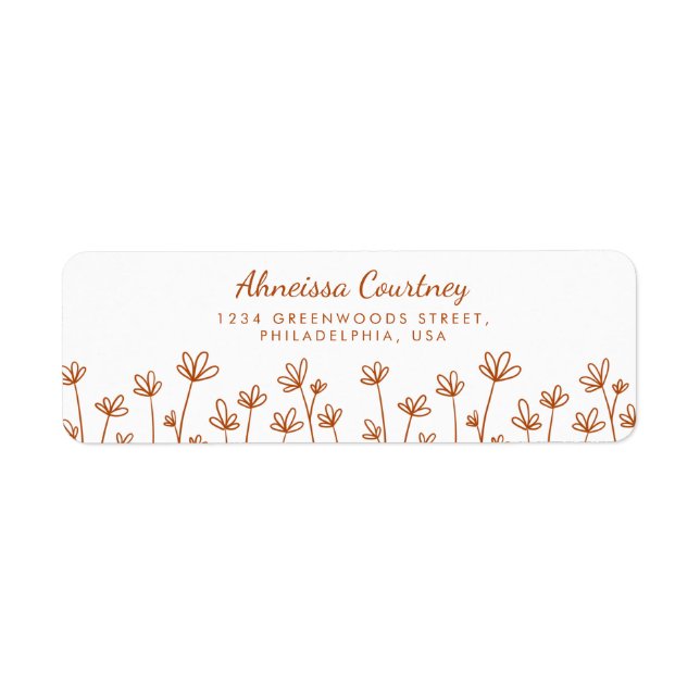Cute Modern Terracotta Flowers Return Address (Front)