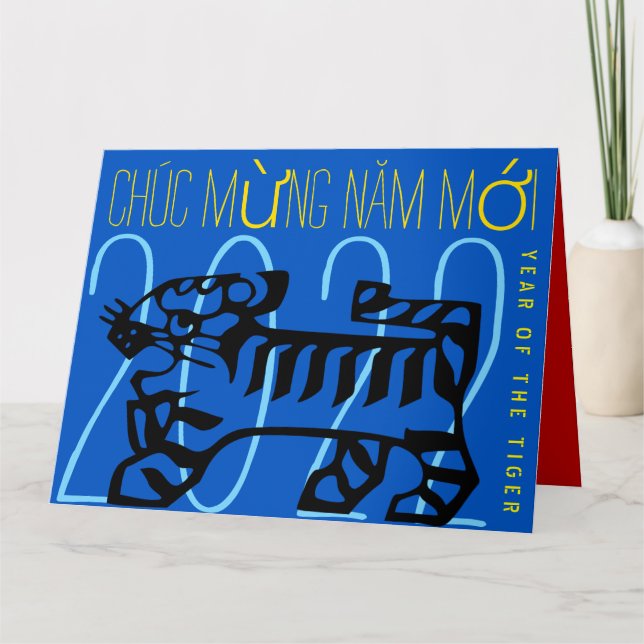 Cute Modern Tiger Year Greeting In Vietnamese HGC Card (Front)