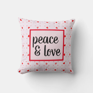 Cute Modern Typography Peace and Love Cushion