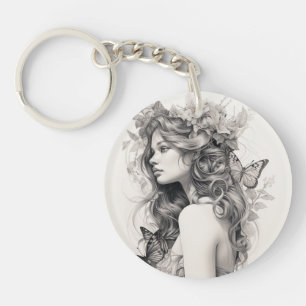 Cute modern uncommon Newlywed Gift for her Wifey Key Ring