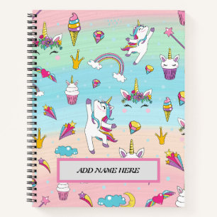 Cute Modern Unicorn Spiral Notebook
