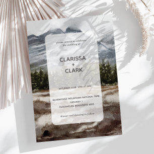 Cute Modern Watercolor Forrest Landscape Wedding I Invitation