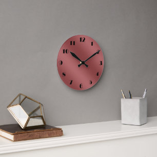 Cute Modern  Watercolor gradient solid red colour  Round Clock