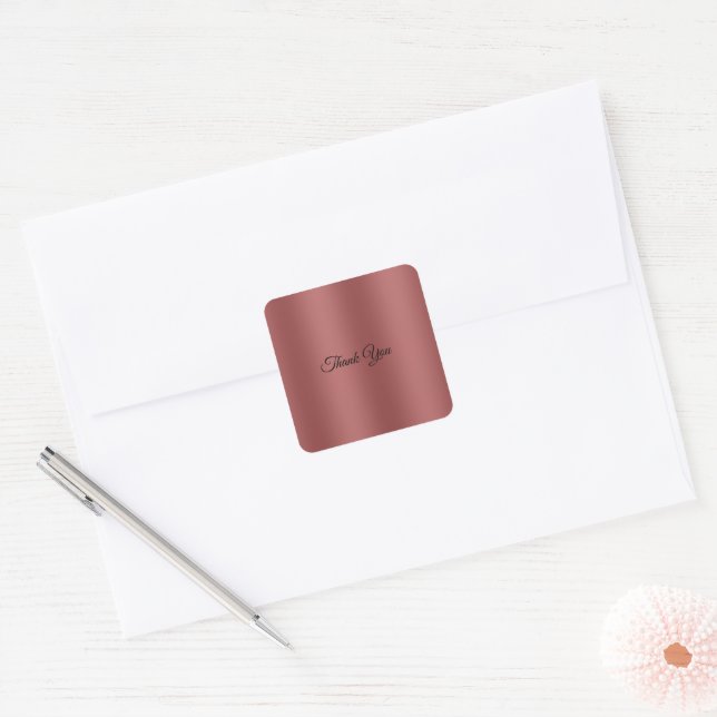 Cute Modern  Watercolor gradient solid red colour  Square Sticker (Envelope)