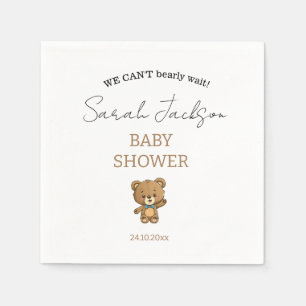 Cute Modern Watercolor Teddy Bear Baby Shower Napkin
