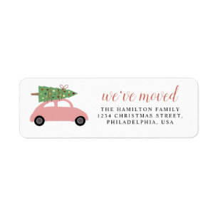 Cute Modern We've Moved Pink Car Christmas Tree