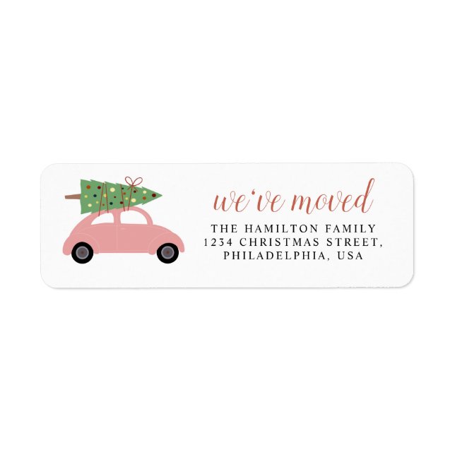 Cute Modern We've Moved Pink Car Christmas Tree (Front)