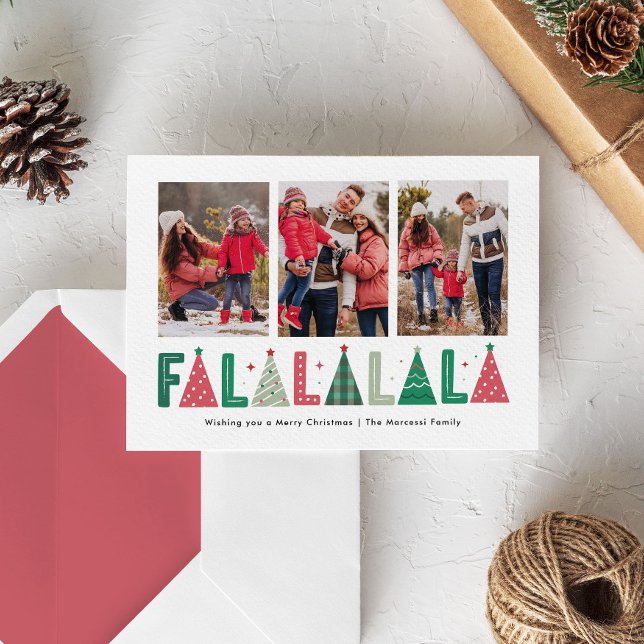 Cute Modern Whimsical Fa La La Holiday Photo Card (Creator Uploaded)