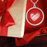 Cute Modern White And Red Heart Trendy Love Womens Silver Plated Necklace<br><div class="desc">A simple yet gorgeous Valentine's Day hearts necklace. If you like this design on other items,  please inbox us. We will list them for you. Do check out our other themed stores.</div>