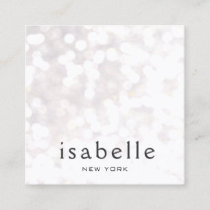 Cute Modern White Bokeh Glitter Square Business Card