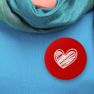 Cute Modern White Red Hearts Love Romantic Womens 6 Cm Round Badge