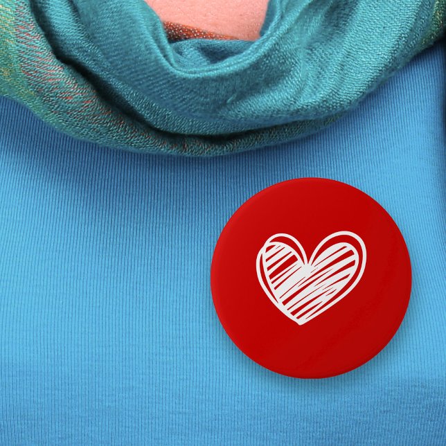 Cute Modern White Red Hearts Love Romantic Womens 6 Cm Round Badge (Creator Uploaded)